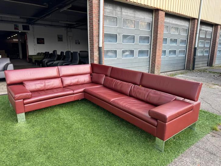 Hoekbank JORI Shiva bordo leer relax bankstel design JR3960, Huis en Inrichting, Banken | Bankstellen, Hoekbank, Zo goed als nieuw