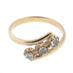 Gouden ring met roos geslepen diamanten; ca. 0,20 ct., Gebruikt, Overige kleuren, Ophalen of Verzenden, 17 tot 18