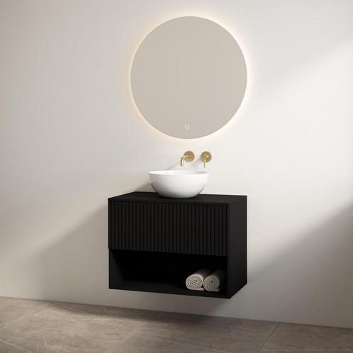 Badmeubelset Best Design Rigatti 78 cm Mat Zwart + Mat Zwart, Doe-het-zelf en Verbouw, Sanitair, Bad, Nieuw, Ophalen of Verzenden