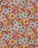 Poplin Katoen Bloemen Retro Peach, Nieuw, Oranje