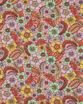 Poplin Katoen Bloemen Retro Peach beschikbaar voor biedingen