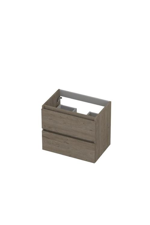 Onderkast INK 2 laden greeploos met houten keerlijst 60 cm x, Doe-het-zelf en Verbouw, Sanitair, Bad, Nieuw, Ophalen of Verzenden