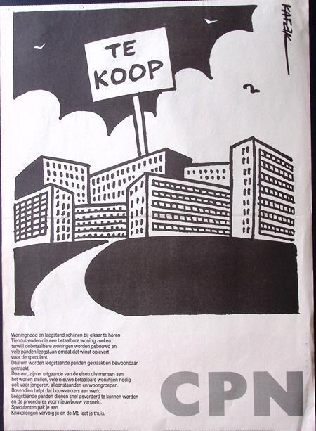 Vintage politieke poster CPN over grote leegstand (Posters), Verzamelen, Posters, Nieuw, Overige onderwerpen, Met lijst, Verzenden