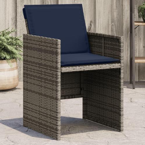 vidaXL Tuinstoelen 4 st met kussens poly rattan grijs, Tuin en Terras, Tuinstoelen, Nieuw, Rotan, Verzenden