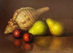 Miguel Ortega (XX) - Conchiglia, cigliege e pere