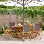 vidaXL Tuinstoelen 6 st verstelbaar hout en stof, Tuin en Terras, Tuinstoelen, Verzenden, Nieuw, Hout