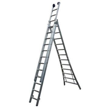 Maxall Opsteek Ladder 3-delig uitgebogen 9,00m gevelrolle...