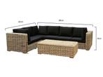 Nissah XL hoek loungeset links 4-delig naturel rotan, Ophalen of Verzenden, Nieuw