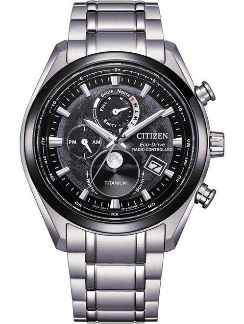 Citizen - Moonphase Tsuki Yomi - Radiocontrollato Titanio -, Sieraden, Tassen en Uiterlijk, Horloges | Heren