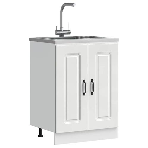 vidaXL Spoelbakonderkast Kalmar 60x46x81,5 cm bewerkt hout, Huis en Inrichting, Keuken | Keukenelementen, Wit, Nieuw, Verzenden