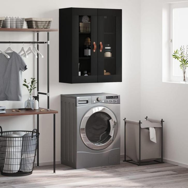 vidaXL Wandkast 69,5x34x90 cm zwart, Huis en Inrichting, Kasten | Buffetkasten, 25 tot 50 cm, Nieuw, Overige houtsoorten, Minder dan 100 cm