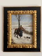 M. David (XX) - Paesaggio invernale con figure