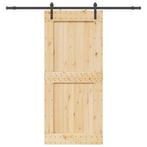 vidaXL Schuifdeur met beslag 100x210 cm massief grenenhout, Doe-het-zelf en Verbouw, Deuren en Horren, Verzenden, Nieuw