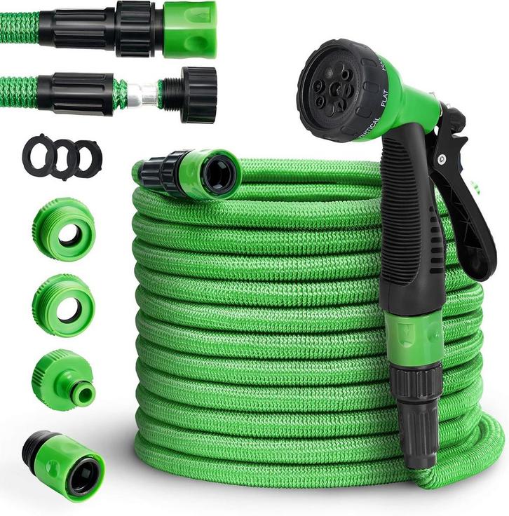 Flexibele Tuinslang - Inc. sproeikop - 22,5 meter - Groen, Doe-het-zelf en Verbouw, Gereedschap | Handgereedschap, Nieuw, Verzenden
