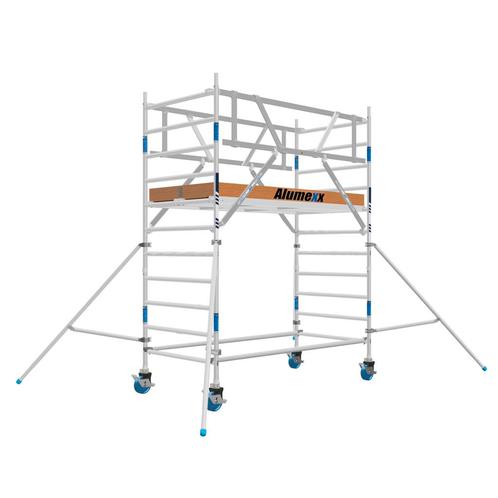 Basic rolsteiger 135 x 4,2m WH AGS-voorloopleuning Dubbel, Doe-het-zelf en Verbouw, Steigers, Rolsteiger of Kamersteiger, Nieuw