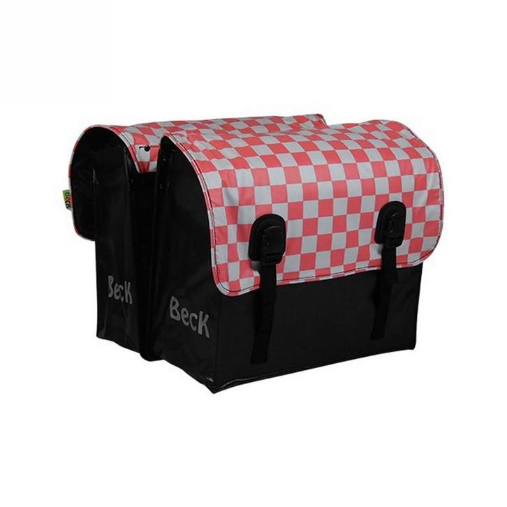 Beck Dubbele Fietstas Classic Pink Checker, Fietsen en Brommers, Fietsaccessoires | Fietstassen, Nieuw, Verzenden