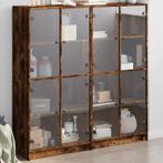 vidaXL Boekenkast met deuren 136x37x142 cm hout gerookt, Verzenden, Nieuw, Overige houtsoorten