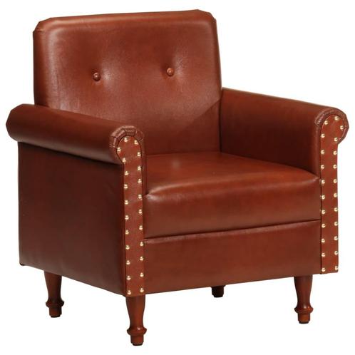 vidaXL Kuipstoel echt leer bruin, Huis en Inrichting, Fauteuils, Nieuw, Verzenden