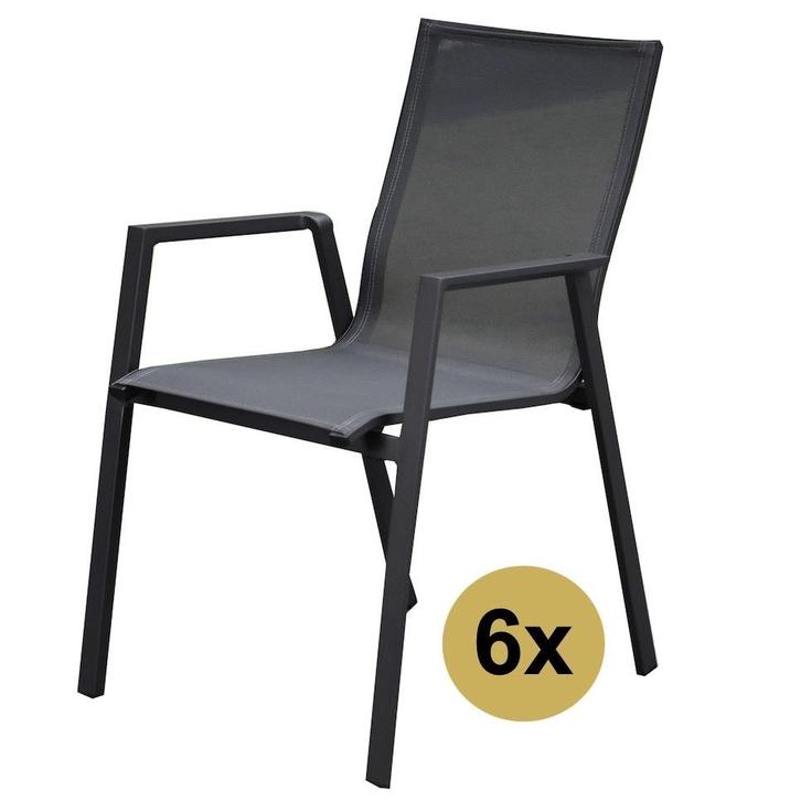 Set van 6 New Valley stapelbare tuinstoelen antraciet, Tuin en Terras, Tuinstoelen, Nieuw, Ophalen of Verzenden