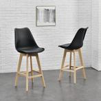 Barkruk set van 4 kunstleer en beuken 105x48x58 cm zwart, Huis en Inrichting, Stoelen, Verzenden, Nieuw