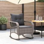 vidaXL Tuinschommelstoel met kussens poly rattan grijs, Tuin en Terras, Tuinstoelen, Verzenden, Nieuw, Rotan