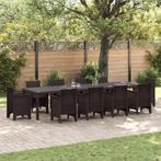 vidaXL Tuintafel 350x100x73 cm poly rattan bruin, Tuin en Terras, Tuintafels, Verzenden, Nieuw, Metaal