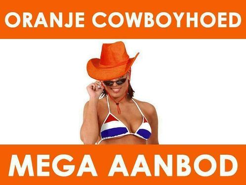 Oranje cowboy hoed - Mega aanbod oranje cowboyhoeden, Hobby en Vrije tijd, Feestartikelen, Hoed of Pruik, Nieuw, Ophalen of Verzenden