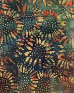 Katoen Batik Zonnebloem Groen/Oranje, Hobby en Vrije tijd, Nieuw, Groen