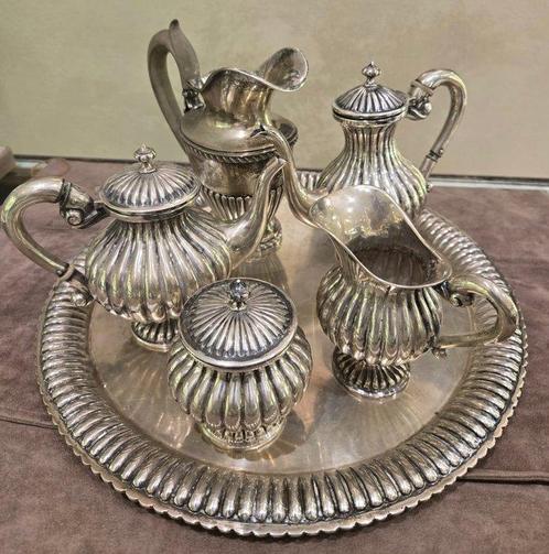 Theeservies (6) - Zilver - 800, Antiek en Kunst, Antiek | Goud en Zilver