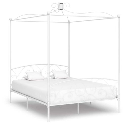 vidaXL Hemelbedframe metaal wit 180x200 cm, Huis en Inrichting, Slaapkamer | Bedden, 80 cm, 200 cm, Wit, Eenpersoons, Nieuw, Metaal