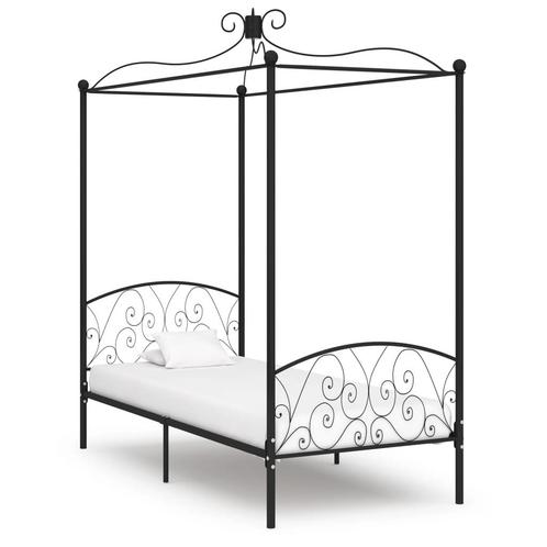 vidaXL Hemelbedframe metaal zwart 90x200 cm, Huis en Inrichting, Slaapkamer | Bedden, 90 cm, 200 cm, Zwart, Eenpersoons, Nieuw