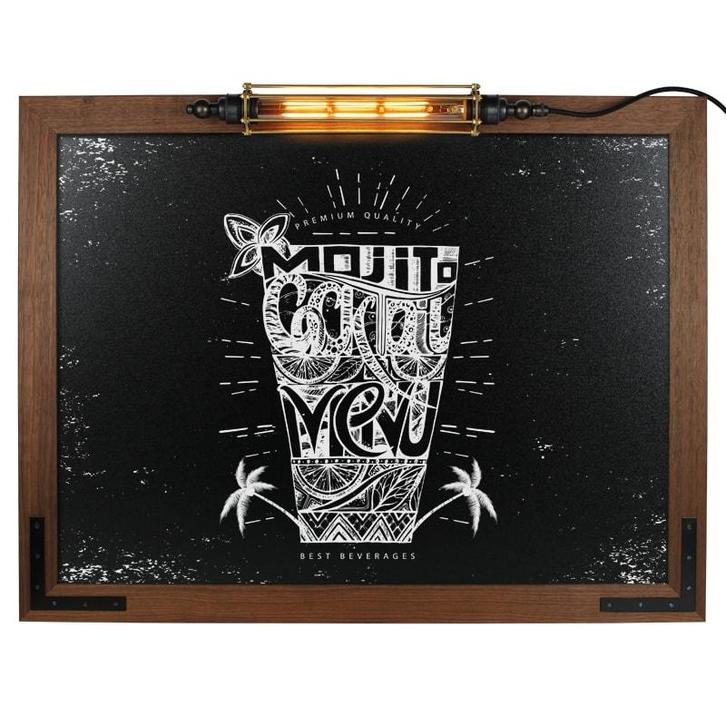 Krijtbord Noir Hexagon LED 70x90 cm, Hobby en Vrije tijd, Tekenen