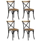 vidaXL Kruisstoelen 4 st massief mangohout zwart, Huis en Inrichting, Stoelen, Verzenden, Nieuw, Zwart