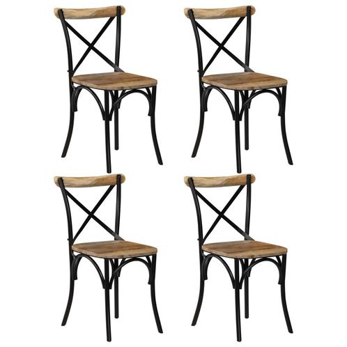 vidaXL Kruisstoelen 4 st massief mangohout zwart, Huis en Inrichting, Stoelen, Zwart, Nieuw, Verzenden