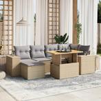 vidaXL 7-delige Loungeset met kussens poly rattan beige, Verzenden, Nieuw, Loungeset