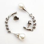 Oorbellen - 18 karaat Witgoud Parel - Diamant, Sieraden, Tassen en Uiterlijk, Oorbellen, Nieuw
