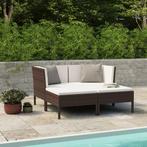 vidaXL 4-delige Loungeset met kussens poly rattan bruin, Verzenden, Nieuw, Rotan, Loungeset