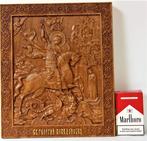 Icoon - Joris de Drakendoder - Hout - 23 x 27 cm, Antiek en Kunst