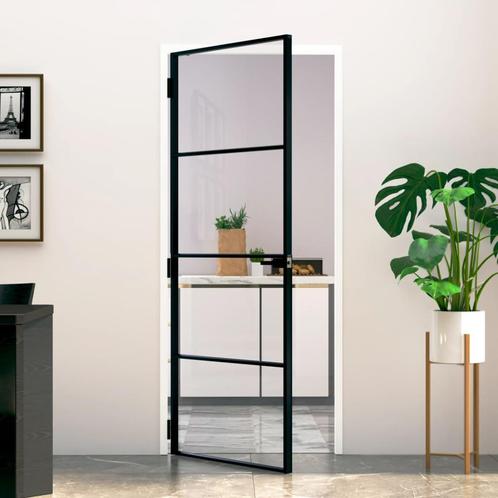 vidaXL Binnendeur 83x201,5 cm gehard glas en aluminium smal, Doe-het-zelf en Verbouw, Deuren en Horren, Nieuw, Verzenden