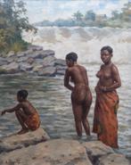 Aurel de Loof (1901-1982), 2 vrouwen met kind aan waterkant, Antiek en Kunst