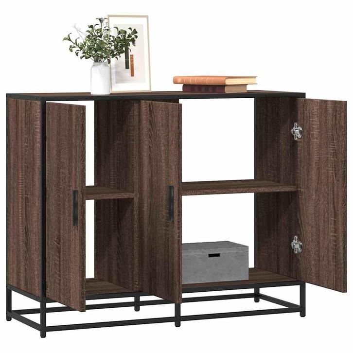 vidaXL Dressoir 94x35x76 cm bewerkt hout bruin eikenkleur, Huis en Inrichting, Kasten | Dressoirs, Nieuw, Overige houtsoorten