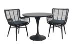 Jasmine/Toscara ronde bistroset Ø90 cm. - Zwart/Keramiek, Verzenden, Nieuw, Wicker, Tuinset