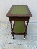 Wandtafel - Hout, Leder, Metaal - Rollende tafel, Antiek en Kunst