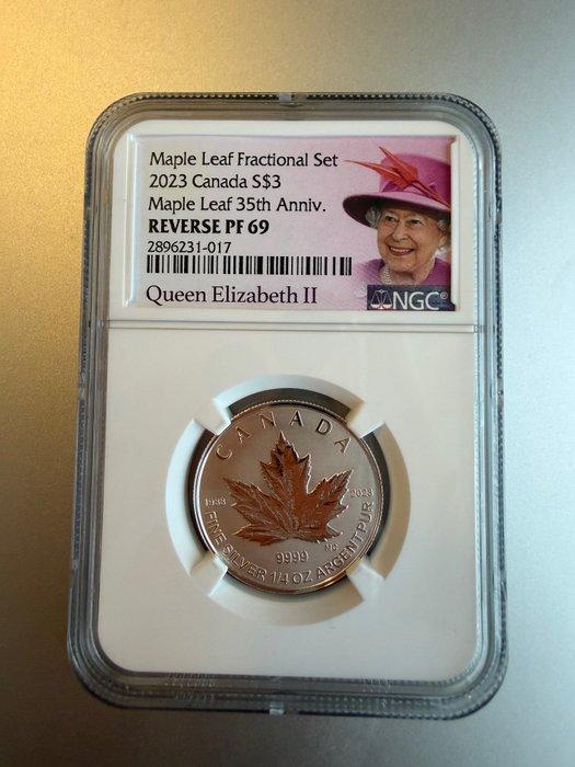 Canada. 3 Dollars 2023 Silver Maple leaf, Queen Elizabeth, Postzegels en Munten, Munten | Europa | Niet-Euromunten