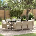 vidaXL 9-delige tuinset met kussens, beige poly rattan, Tuin en Terras, Tuinsets en Loungesets, Verzenden, Nieuw, Rotan, Tuinset