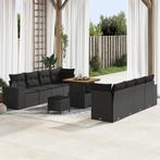 vidaXL 11-delige Tuinbank Set met Kussens Zwart Poly Rattan, Tuin en Terras, Tuinsets en Loungesets, Verzenden, Nieuw