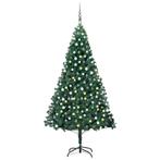 vidaXL Kunstkerstboom met verlichting en kerstballen 210 cm, Verzenden, Nieuw
