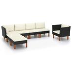 vidaXL 7-delige Loungeset poly rattan en eucalyptushout, Verzenden, Nieuw, Rotan, Loungeset