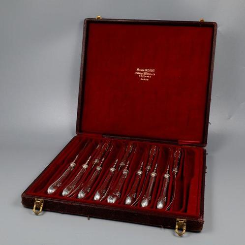 Maison Odiot (Zeldzaam) Meloenbestek - Bestekset (12) - .950, Antiek en Kunst, Antiek | Goud en Zilver