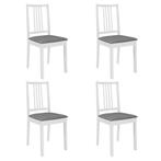 vidaXL Eetkamerstoelen met kussens 4 st massief hout wit, Huis en Inrichting, Stoelen, Verzenden, Nieuw, Wit